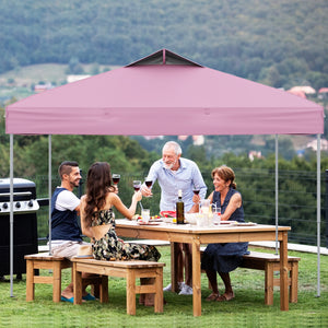 10 X 10 FT Foldable Outdoor Patio Shelter Canopy Tent with 1-Push Center Lock-Pink by DirectDeals