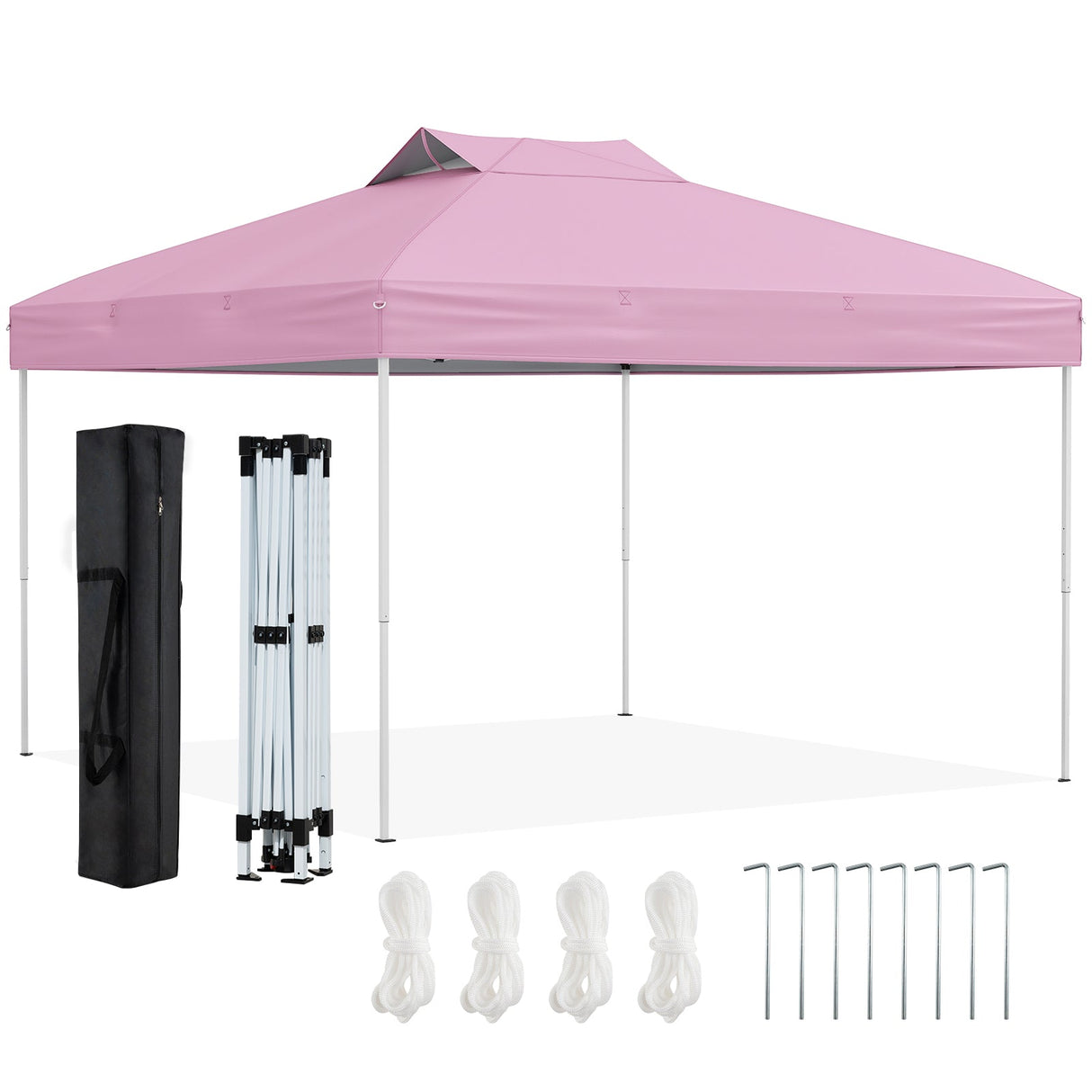 10 X 10 FT Foldable Outdoor Patio Shelter Canopy Tent with 1-Push Center Lock-Pink by DirectDeals