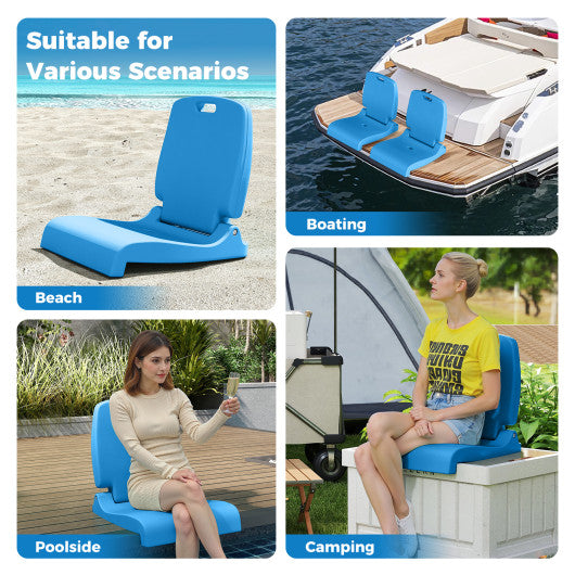 Foldable Outdoor Pool Chair with Handle and Back Support-Blue