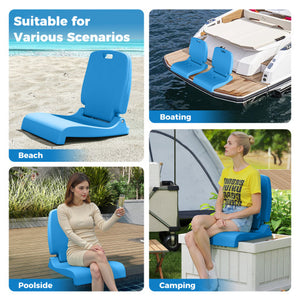 Foldable Outdoor Pool Chair with Handle and Back Support-Blue