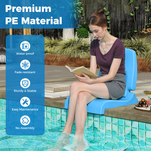 Foldable Outdoor Pool Chair with Handle and Back Support-Blue