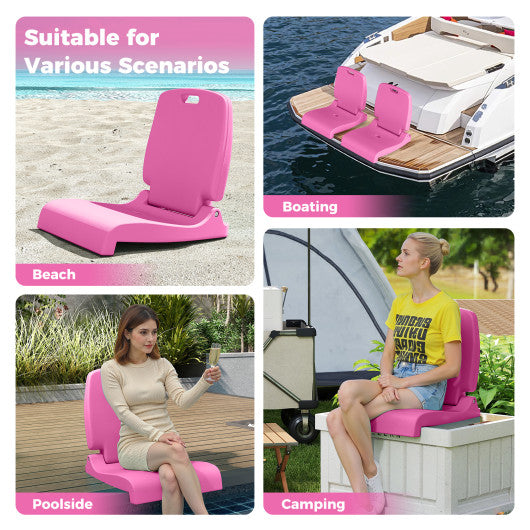 Foldable Outdoor Pool Chair with Handle and Back Support-Pink