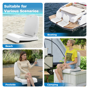 Foldable Outdoor Pool Chair with Handle and Back Support-White
