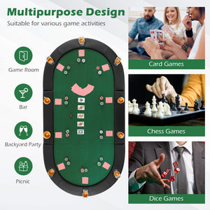 Portable 84 x 42 Inch 10-Player Foldable Padded Poker Table Top-Green