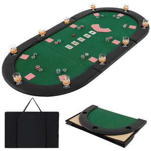 Portable 84 x 42 Inch 10-Player Foldable Padded Poker Table Top-Green