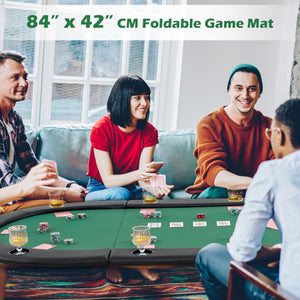 Portable 84 x 42 Inch 10-Player Foldable Padded Poker Table Top-Green