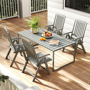 Foldable Patio Chair All-Weather HDPE Outdoor Dining Chair with Armrest-Gray