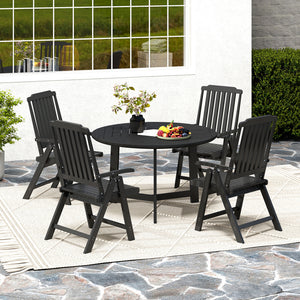 Foldable Patio Chair All-Weather HDPE Outdoor Dining Chair with Armrest-Black