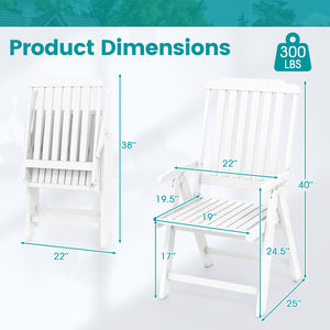 Foldable Patio Chair All-Weather HDPE Outdoor Dining Chair with Armrest-White