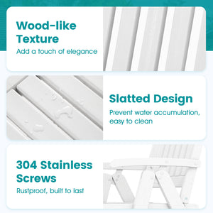 Foldable Patio Chair All-Weather HDPE Outdoor Dining Chair with Armrest-White