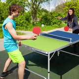 Foldable Ping Pong Table Game Set Mini Table Tennis Table with Adjustable Height-Blue & Green