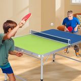 Foldable Ping Pong Table Game Set Mini Table Tennis Table with Adjustable Height-Blue & Green