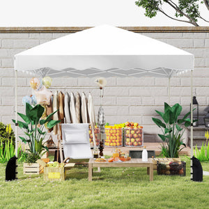 Foldable 10 X 10 Feet Pop up Canopy Tent with Wheeled Bag-White