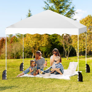 Foldable 10 X 10 Feet Pop up Canopy Tent with Wheeled Bag-White