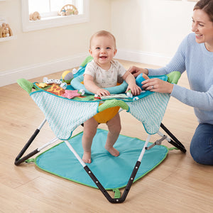Foldable Portable Baby Jumper Indoor/Outdoor Infant Activity Center with Interactive Toys-Blue