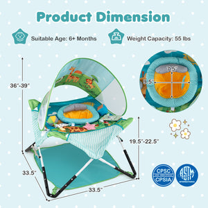Foldable Portable Baby Jumper Indoor/Outdoor Infant Activity Center with Interactive Toys-Blue