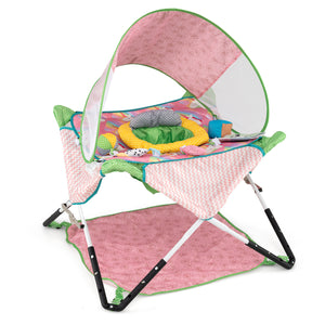 Foldable Portable Baby Jumper Indoor/Outdoor Infant Activity Center with Interactive Toys-Pink