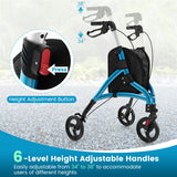 Foldable Rollator Walker with Lightweight Aluminum Frame-Blue