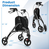 Foldable Rollator Walker with Lightweight Aluminum Frame-Gray