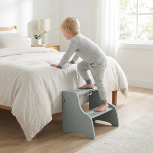 Foldable Toddler Step Stool with Chalkboards 2-Step Stool-Gray