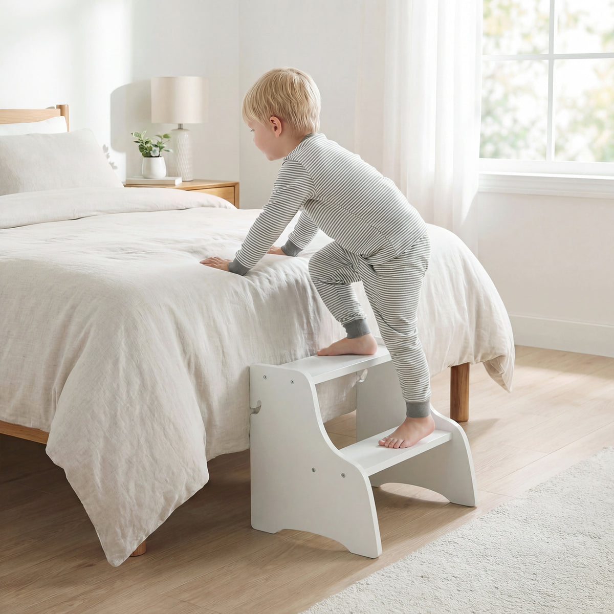 Foldable Toddler Step Stool with Chalkboards 2-Step Stool-White