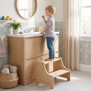 Foldable Toddler Step Stool Wooden Kitchen Standing Tower with 2-Step Stool