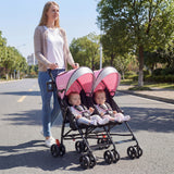 Foldable Twin Baby Double Stroller Ultralight Umbrella Kids Stroller-Black