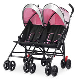 Foldable Twin Baby Double Stroller Ultralight Umbrella Kids Stroller-Black