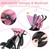 Foldable Twin Baby Double Stroller Ultralight Umbrella Kids Stroller-Black