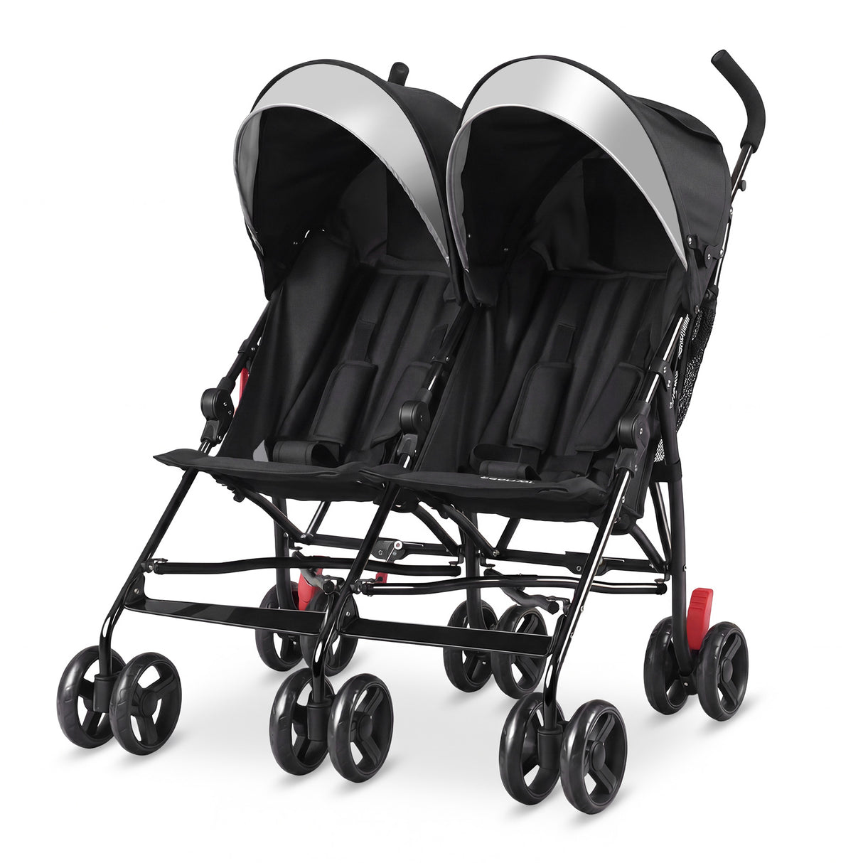 Foldable Twin Baby Double Stroller Ultralight Umbrella Kids Stroller-Black