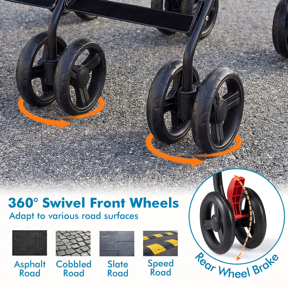 Foldable Twin Baby Double Stroller Ultralight Umbrella Kids Stroller-Navy