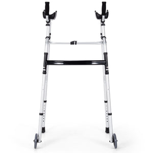 Folding Height Adjustable Walking Frame with Armrest Support-Silver