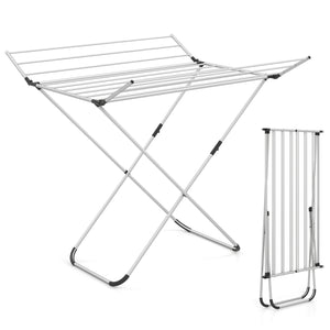 Folding Aluminum Clothes Drying Rack with 2 Side Wings