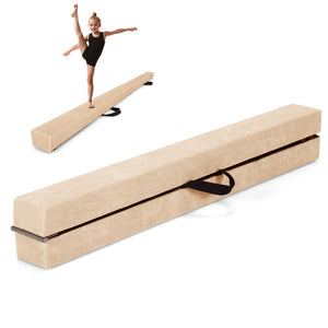Folding Balance Beam with Solid Wood Base and Anti-slip Bottom-Beige