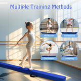 Folding Balance Beam with Solid Wood Base and Anti-slip Bottom-Blue