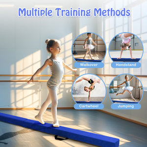 Folding Balance Beam with Solid Wood Base and Anti-slip Bottom-Blue