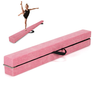 Folding Balance Beam with Solid Wood Base and Anti-slip Bottom-Light Pink