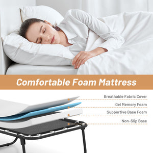 75 x 31 Inch Folding Bed with Mattress Cot Size with Memory Foam