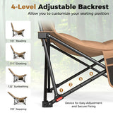 Folding Camping Chair for Adults with Adjustable Backrest and Carrying Bag-Khaki