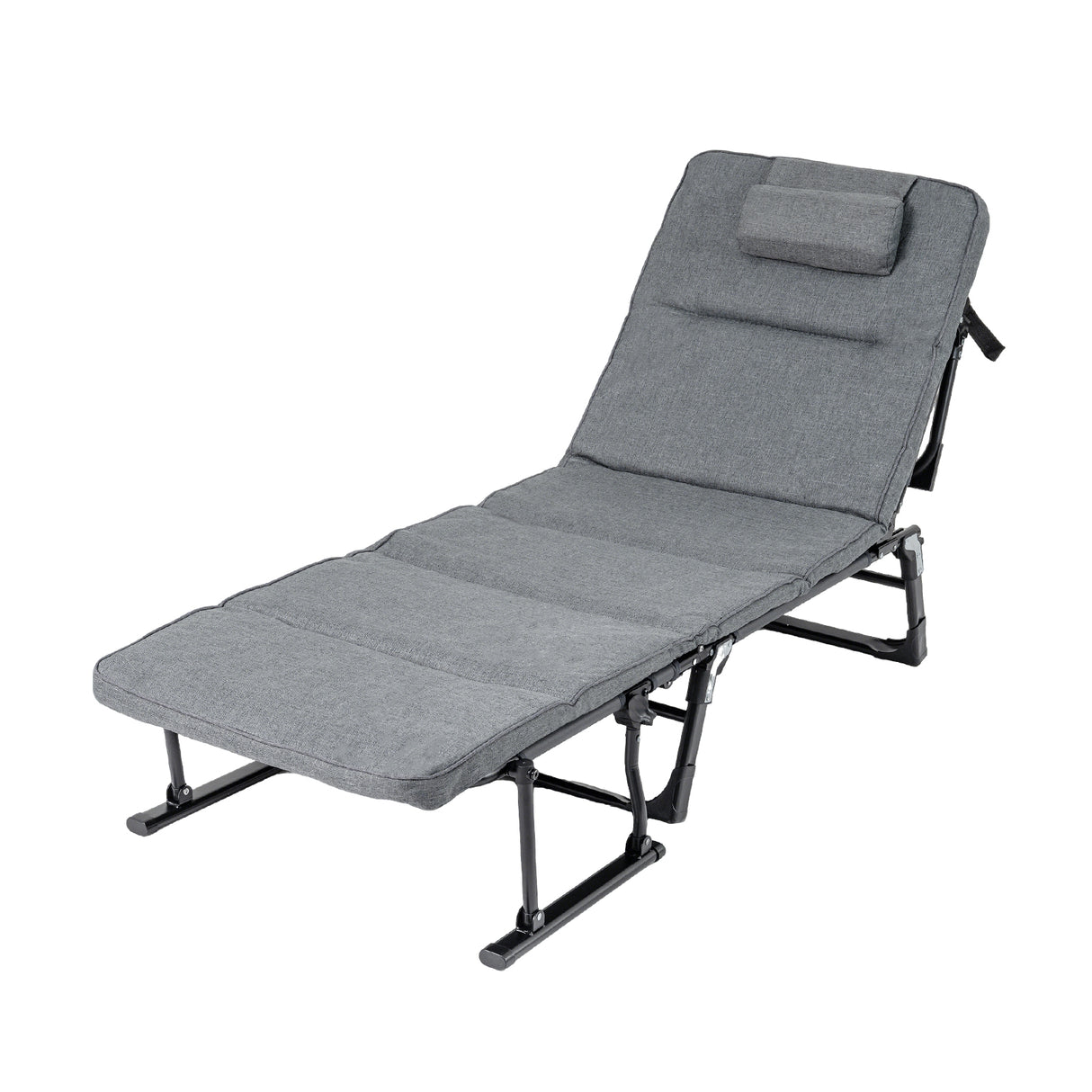 Folding Camping Cot with Mattress 3 in 1 Convertible Single Sofa Chaise Lounge Chair Sleeper-Gray