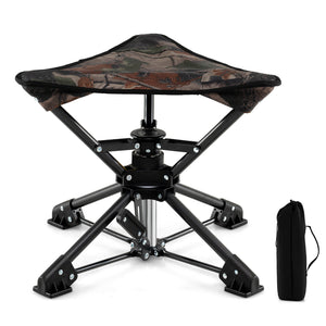 Folding Camping Stool 360° Swivel Hunting Chair with Anti-Sink Feet-Camouflage