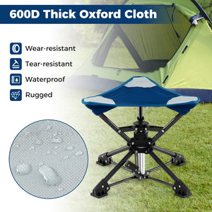 Folding Camping Stool 360° Swivel Hunting Chair with Anti-Sink Feet-Blue