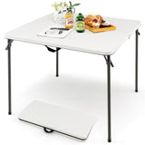 Folding Camping Table with All-Weather HDPE Tabletop and Rustproof Steel Frame-Gray