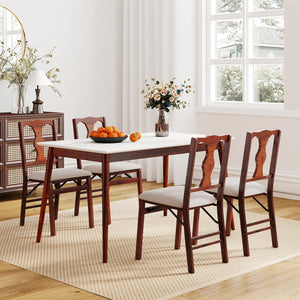 Folding Chairs Set of 2 Upholstered Dining Chairs with Comfy Padded Seats-Brown