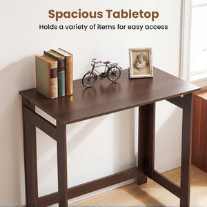 Folding Console Table with Foldable Legs-Brown