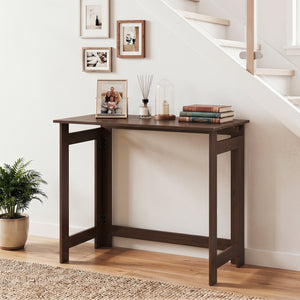 Folding Console Table with Foldable Legs-Brown
