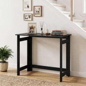 Folding Console Table with Foldable Legs-Black