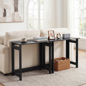Folding Console Table with Foldable Legs-Black