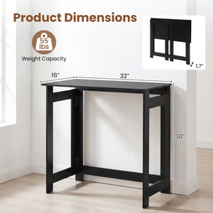 Folding Console Table with Foldable Legs-Black