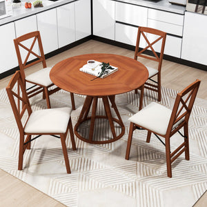 Folding Dining Chairs Set of 2 with Padded Seat and Rubber Wood Frame-A